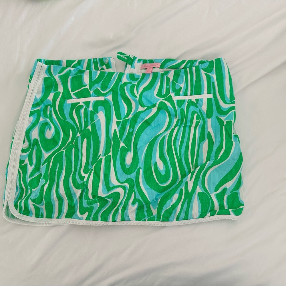 Lily Pulitzer Green and White Patterned Women's Skirt